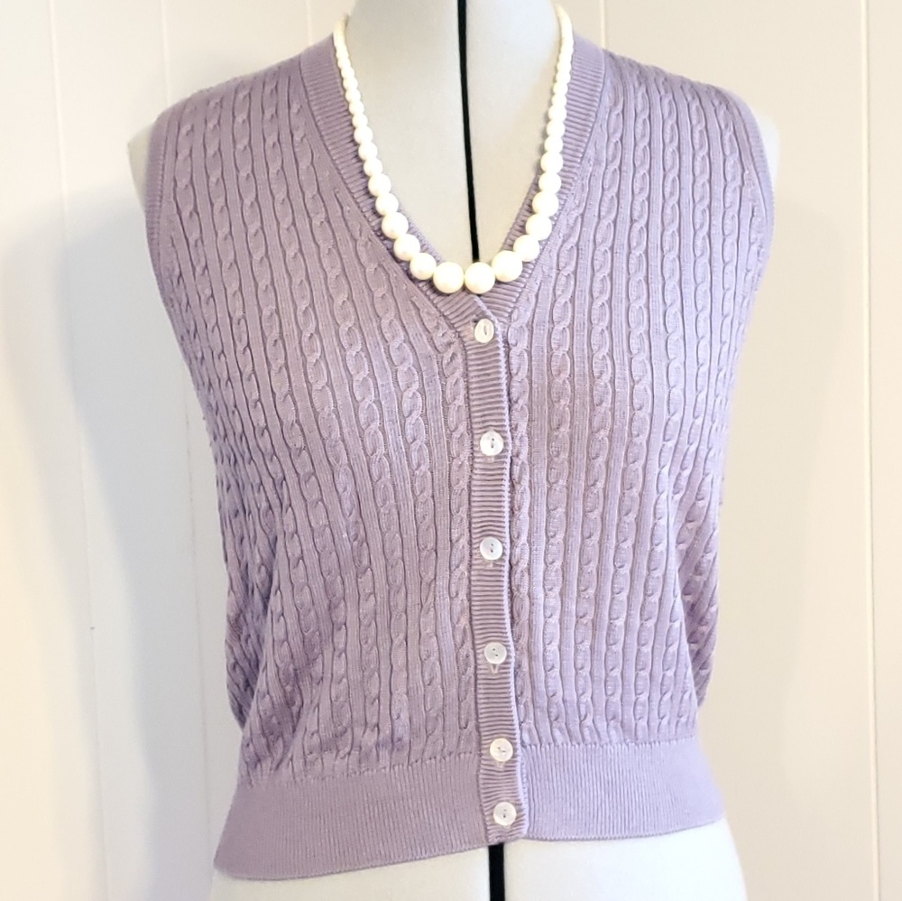 Tail Lavender Cable Knit Sweater Vest